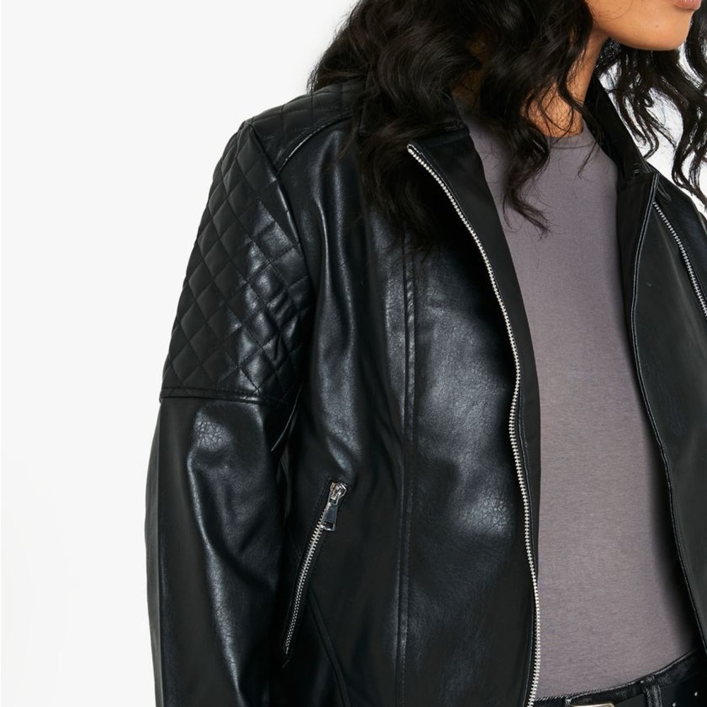 GAP genuine, leather Quilted biker bomber Jacket - Picture 9 of 15